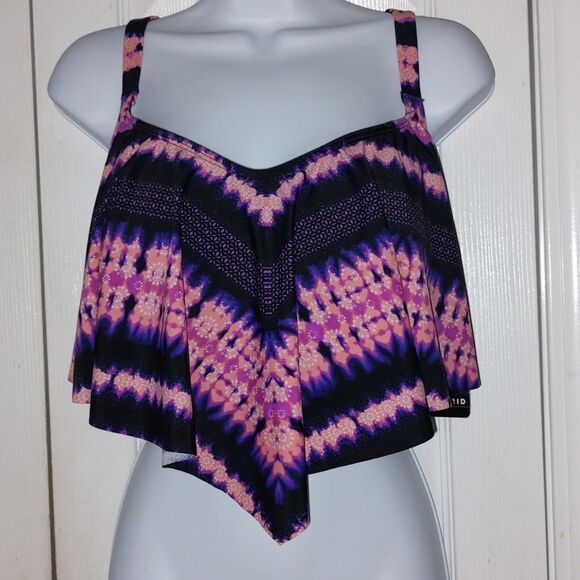 Torrid  Bikini Top Tie Dye V  Flounce  Sz 2X  NWT - Picture 1 of 6